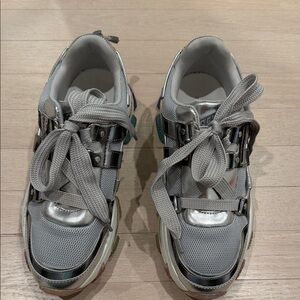 Stylish Gray and Silver Sneakers